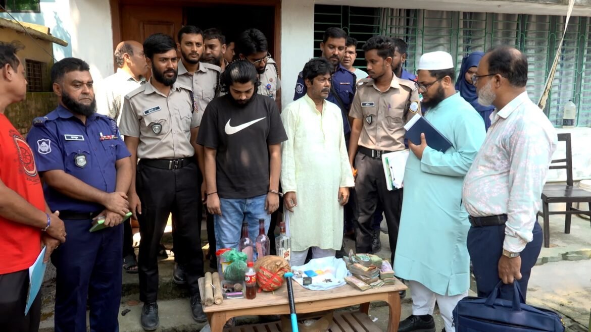 মেহেপুরে বিপুল পরিমাণ মাদক, নগদ অর্থ ও গুলিসহ বাবা ছেলে আটক